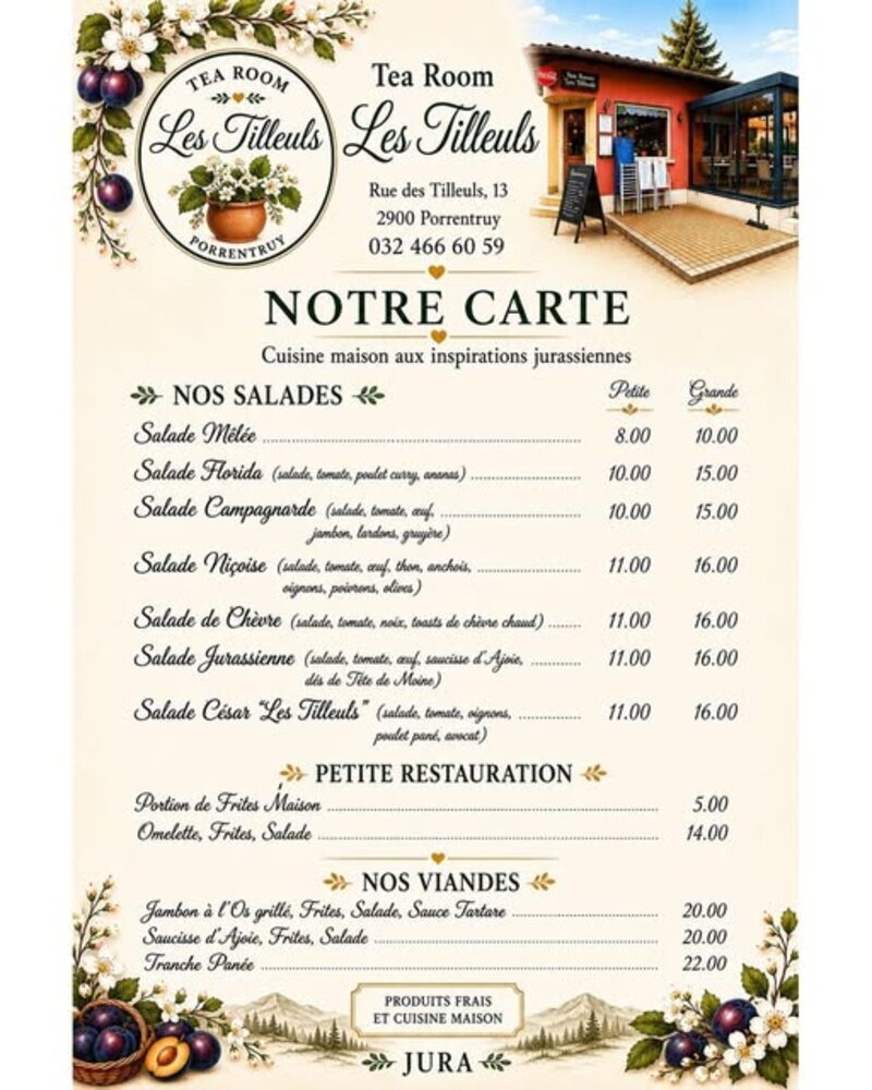 Notre carte permanente : salades, petite restauration, viandes du terroir